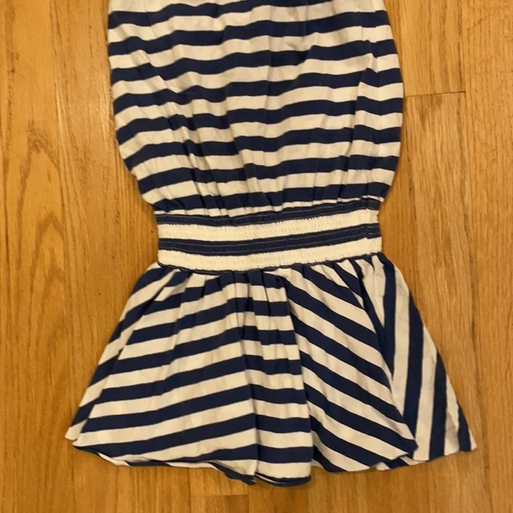 Vintage Abercrombie kids strapless blue/white striped dress